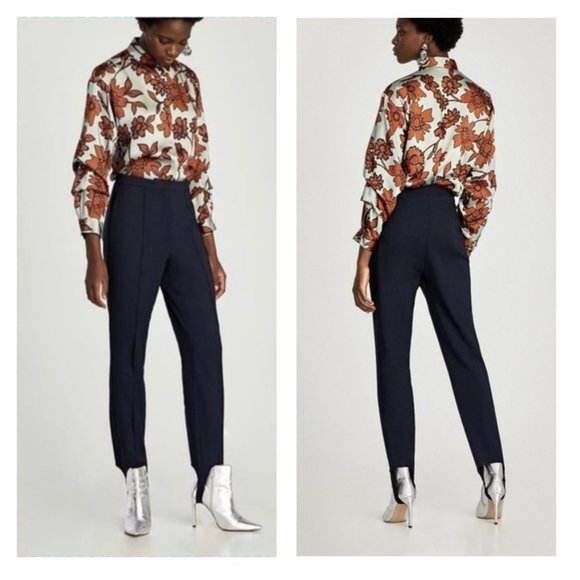 Zara Pants - NWT Zara Navy Stirrup Pant Size XS